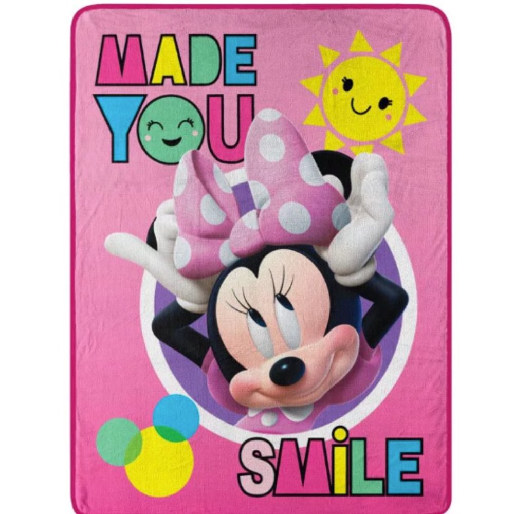 Disney Minnie Mouse | "Made You Smile" Pink Minnie Micro Throw (46" x 60")
